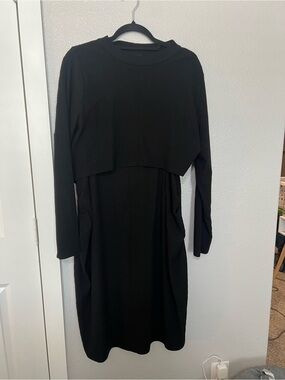Women’s Black Long Sleeve Layered Shift Dress